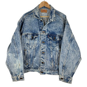 Vintage Levis Acid Wash 70507 0219 Denim Trucker Jean Jacket Mens Sz L 80's Punk